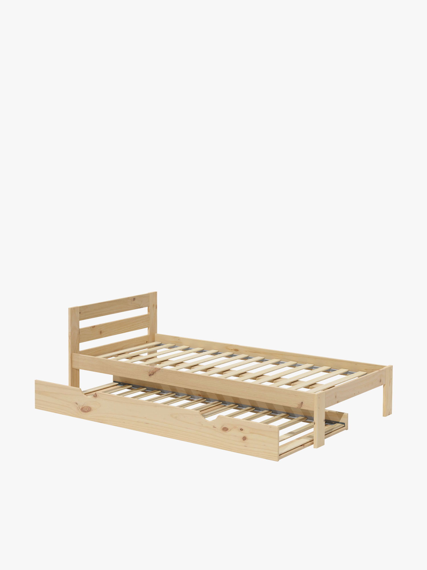 Lit gigogne de 105 en bois de pin naturel | LUFE