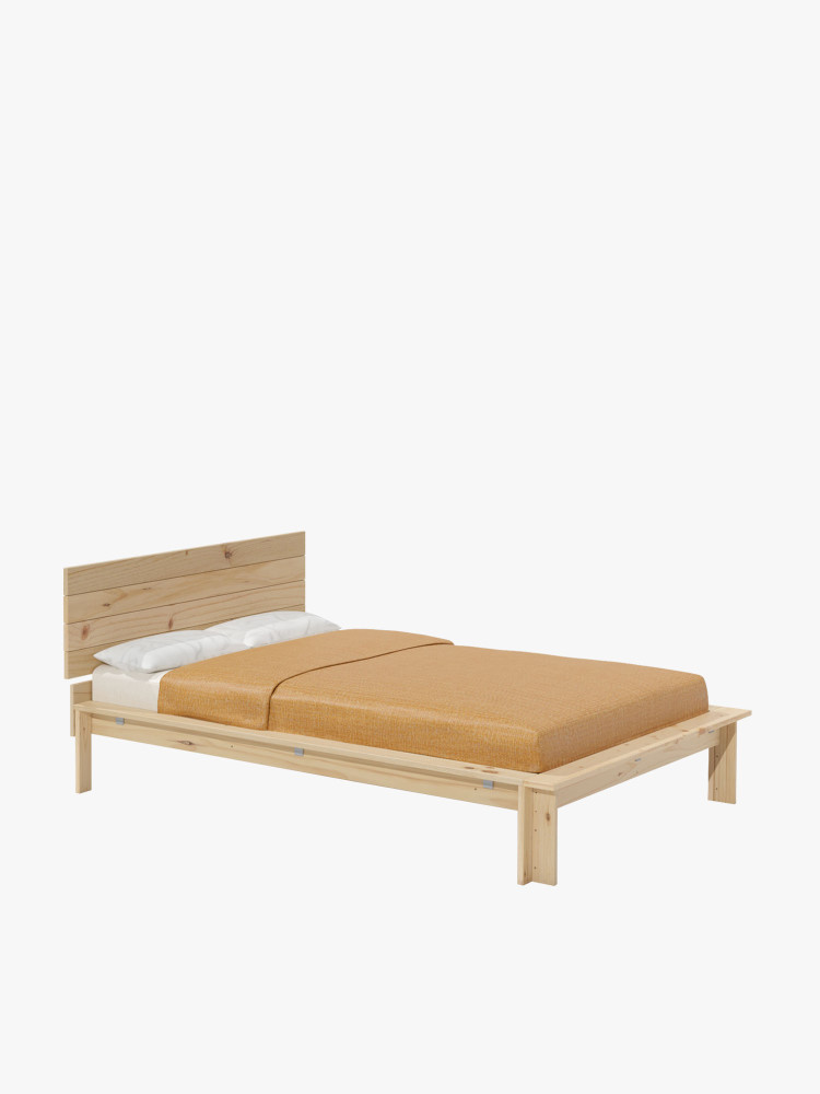 Cama de casal LUR 140 cm de madeira com cabeceira | LUFE