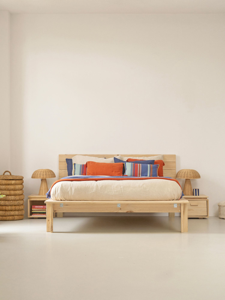 Cama de casal LUR 160 cm de madeira com cabeceira | LUFE 2