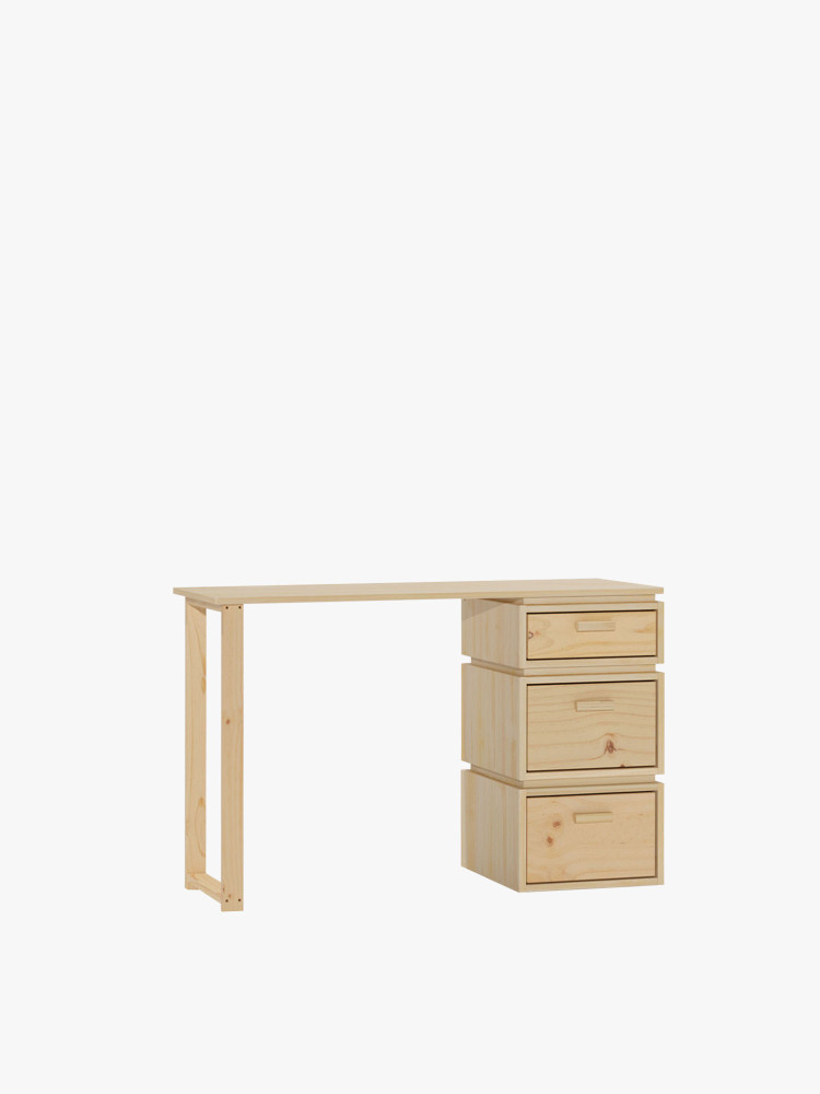 Bureau LIBE avec 3 tiroirs en bois naturel | LUFE