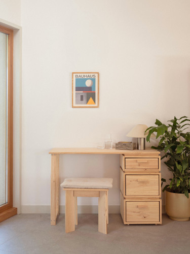 Bureau LIBE avec 3 tiroirs en bois naturel | LUFE