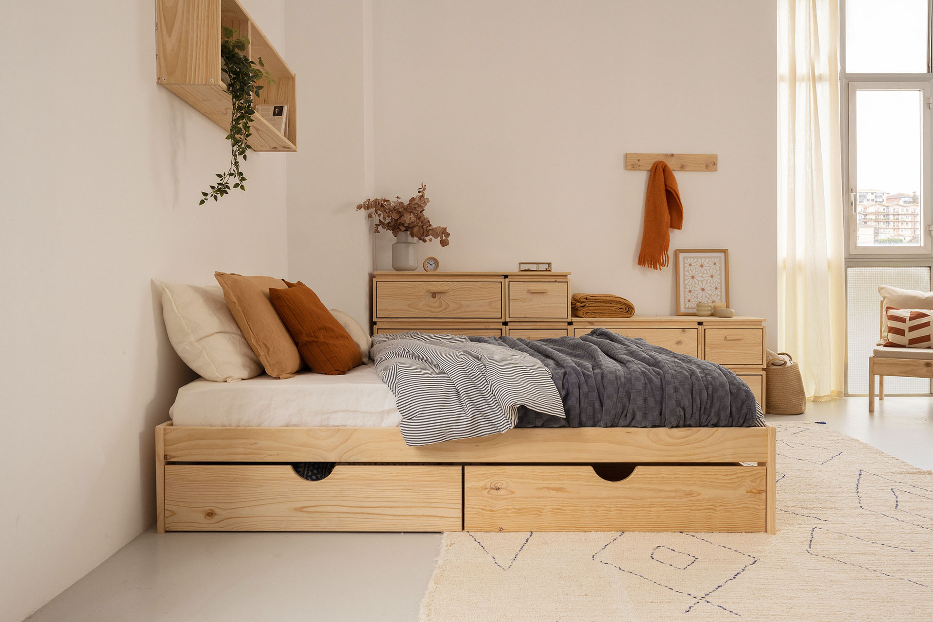 JKYOU Marco de cama con cajones, 135 x 190 cm, doble con listones de madera  contrachapada : : Hogar y cocina