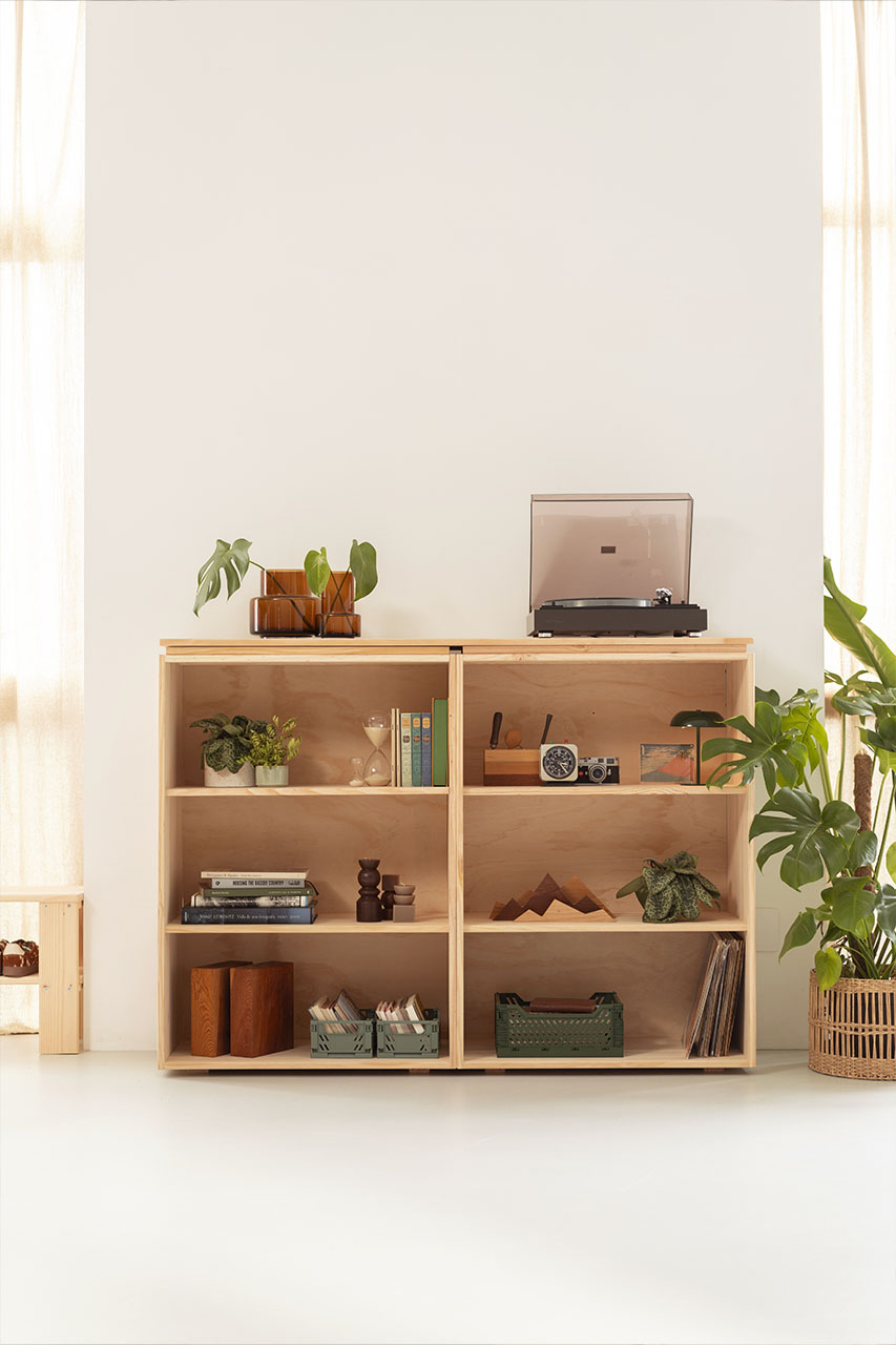Imagen de ambiente 1 para:Estantería librería de madera natural