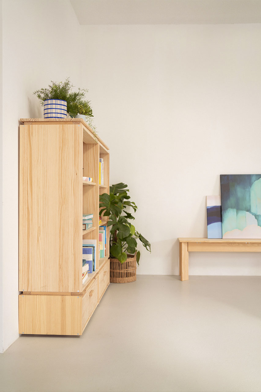 Imagen de ambiente 3 para:Estantería librería baja de madera ecológica