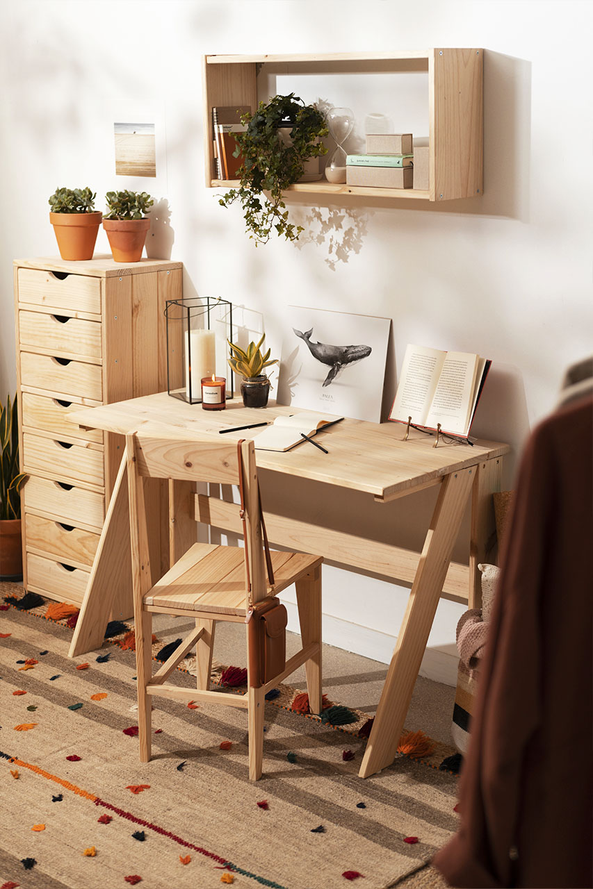 Table et 4 chaises en bois de pin écologique montessori pour enfants | pin  blanc & naturel